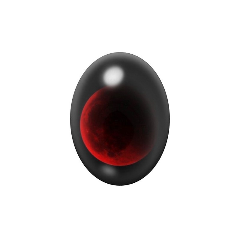 Cabochon en Verre Illustré Lune Rouge  Gothique 13x18, 18x25 ou 30x40mm
