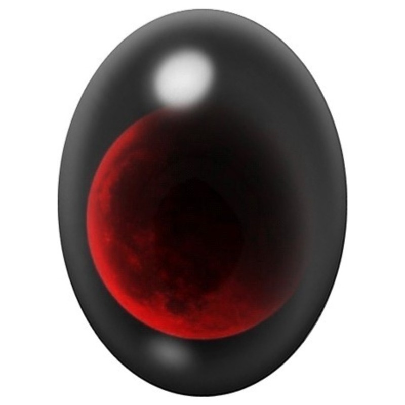 Cabochon en Verre Illustré Lune Rouge sur Fond Noir 13x18, 18x25 ou 30x40mm