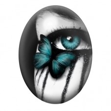 Cabochon en Verre Illustré Gothique Oeil Femme Papillon 13x18, 18x25 ou 30x40mm  pour la Création de Bijoux Fantaisie - DIY