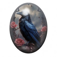 Cabochon en Verre Illustré Corbeau Gothique 13x18, 18x25 ou 30x40mm  pour la Création de Bijoux Fantaisie - DIY