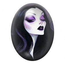 Cabochon en Verre Illustré Femme Gothique 13x18, 18x25 ou 30x40mm  pour la Création de Bijoux Fantaisie - DIY