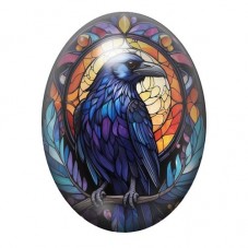 Cabochon en Verre Illustré Corbeau Gothique 13x18, 18x25 ou 30x40mm  pour la Création de Bijoux Fantaisie - DIY