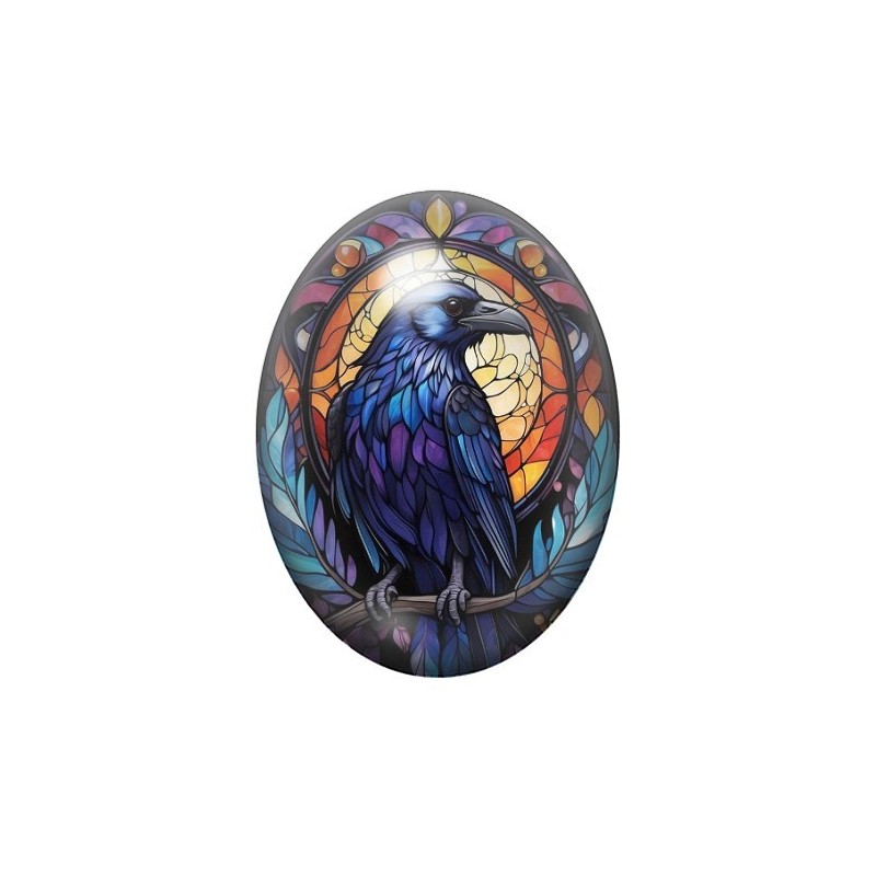 Cabochon en Verre Illustré Corbeau Gothique 13x18, 18x25 ou 30x40mm