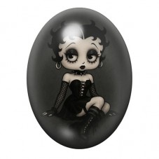 Cabochon en Verre Illustré Betty Boop Gothique 13x18, 18x25 ou 30x40mm  pour la Création de Bijoux Fantaisie - DIY