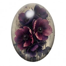 Cabochon en Verre Illustré Fleurs Gothique 13x18, 18x25 ou 30x40mm  pour la Création de Bijoux Fantaisie - DIY