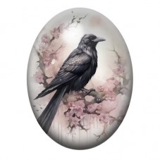 Cabochon en Verre Illustré Corbeau Gothique 13x18, 18x25 ou 30x40mm  pour la Création de Bijoux Fantaisie - DIY