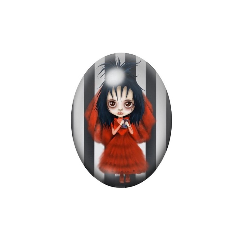 Cabochon en Verre Illustré Beetlejuice Gothique 13x18, 18x25 ou 30x40mm