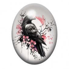 Cabochon en Verre Illustré Corbeau Gothique 13x18, 18x25 ou 30x40mm  pour la Création de Bijoux Fantaisie - DIY