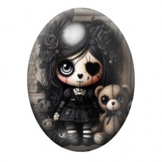 Cabochon en Verre Illustré Poupée Gothique 13x18, 18x25 ou 30x40mm  pour la Création de Bijoux Fantaisie - DIY
