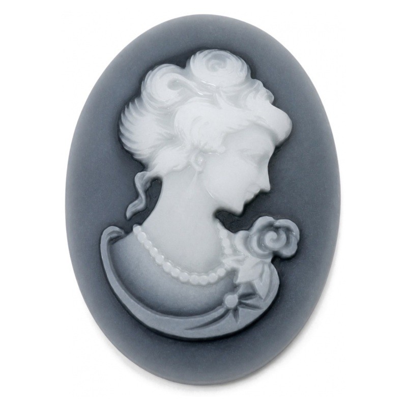 CamÃ©e Lady Vintage Gris et Ivoire 30x40mm