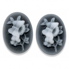 2 Camées Cabochon Fleurs Papillon 13x18mm pour la Création de Bijoux Fantaisie - DIY