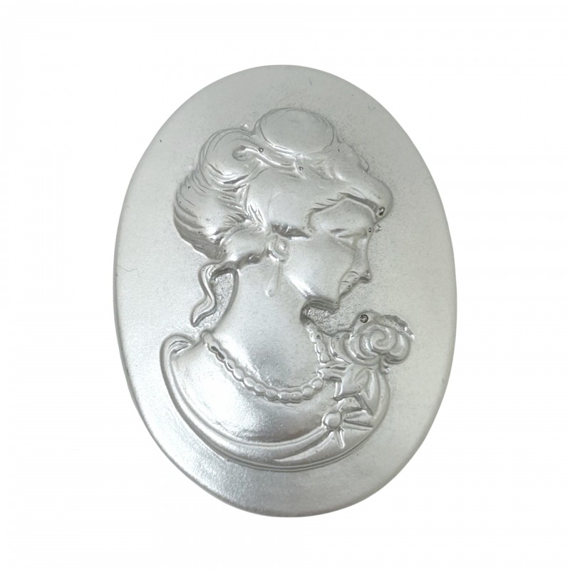 Camée Cabochon Lady Argenté Vintage Haute Qualité pour Support 30x40mm