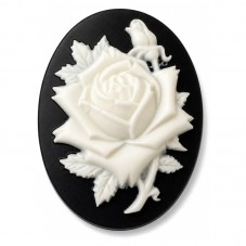 Camée Cabochon Fleur Rose Blanche 30x40mm pour la Création de Bijoux Fantaisie - DIY