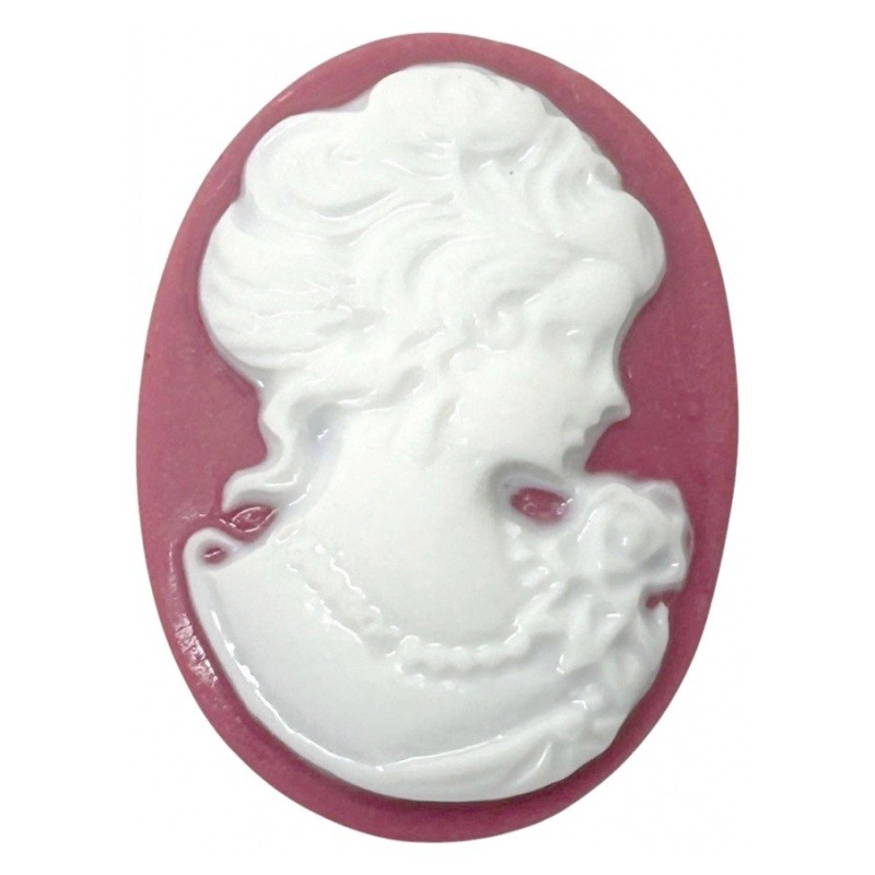 2 CamÃ©es Lady Vintage Vieux Rose 18x25mm