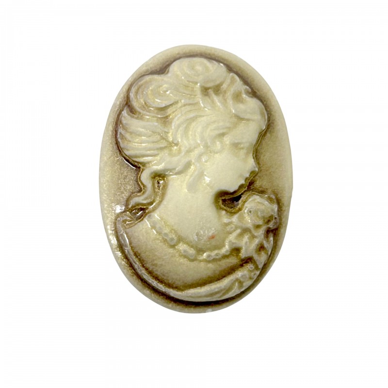 2 Camées Cabochon Lady Vintage 18x25mm
