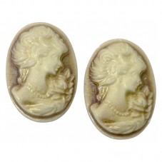 2 Camées Cabochon Lady Vintage 13x18mm pour la Création de Bijoux Fantaisie - DIY