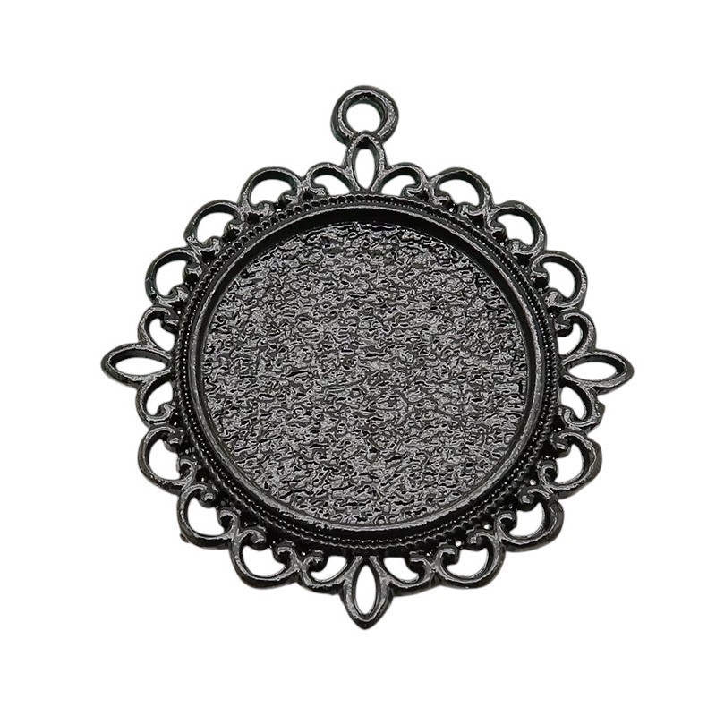 Support Pendentif Noir pour Cabochon 20 ou 25mm