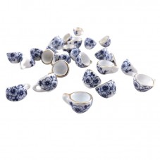 1 Mini Tasse en Céramique Fleurs Bleues et Dorure 16x11mm