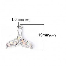 2 Breloques Queue de Sirène Argenté avec Strass 20x19mm