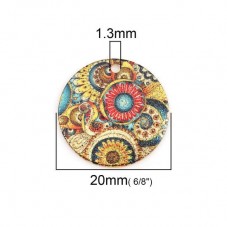 2 Breloques Pendentif Fantaisie Coloré Métal Doré 20mm