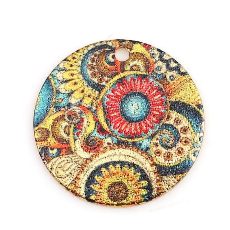 2 Breloques Pendentif Fantaisie Coloré Métal Doré 20mm