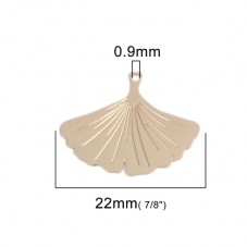 4 Breloques Feuille de Ginkgo Métal Doré 22x19mm