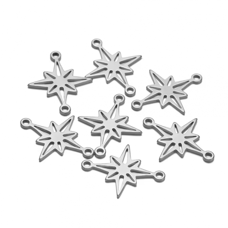 2 Connecteurs Étoile en Acier Inoxydable 18x14mm