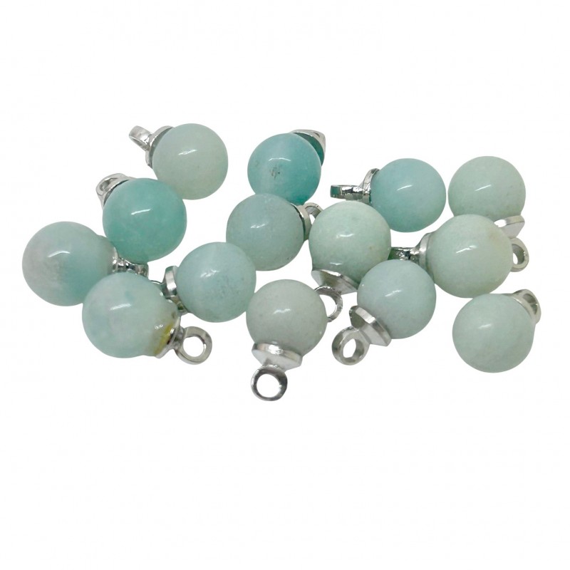 2 Breloques Pendentif en Pierre Naturelle Amazonite 6mm
