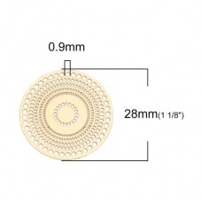 10 Connecteurs Estampe Filigrane Ajouré Doré 28mm