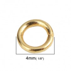 50 Anneaux de Jonction en Acier Inoxydable Doré 4mm