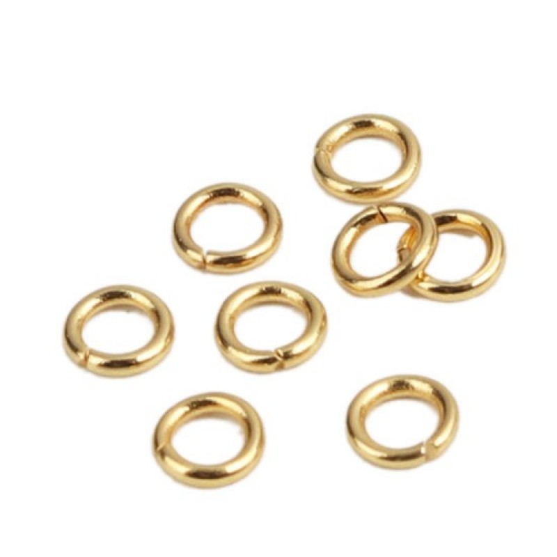 50 Anneaux de Jonction en Acier Inoxydable Doré 4mm