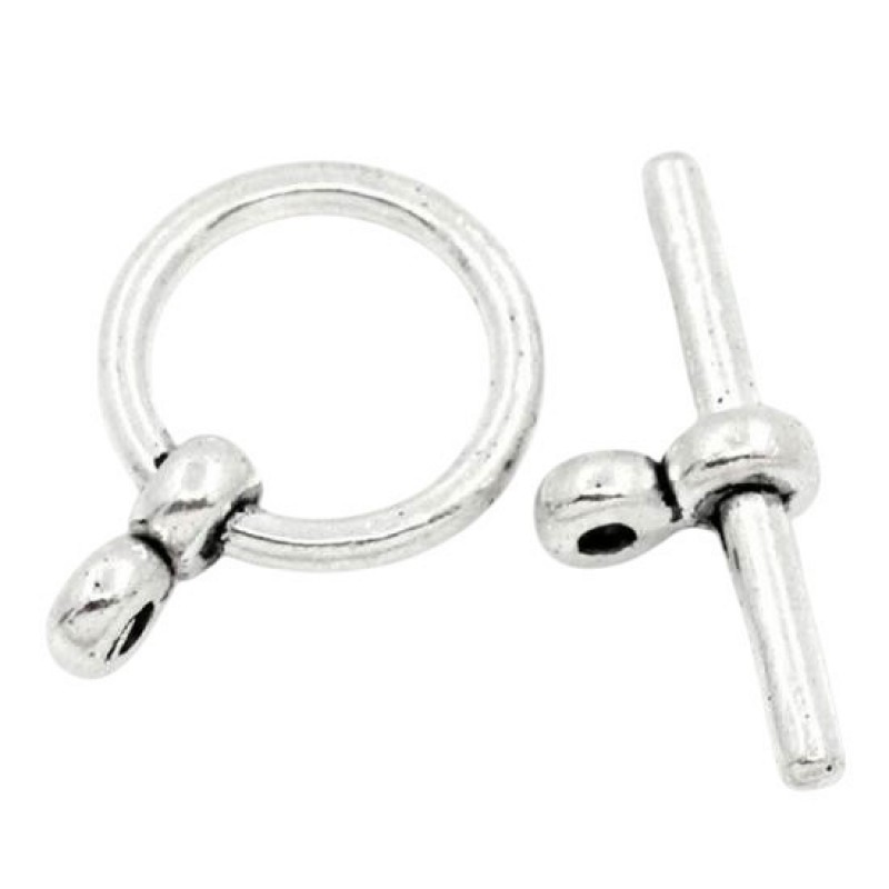 7 Fermoirs Toggle Argenté pour Bracelet 17x12mm