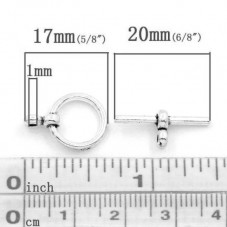 7 Fermoirs Toggle Argenté pour Bracelet 17x12mm