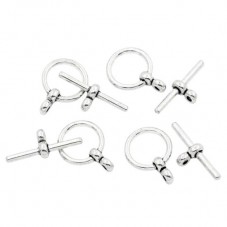 7 Fermoirs Toggle Argenté pour Bracelet 17x12mm