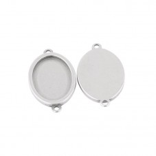 Support Connecteur Argenté en Acier Inoxydable pour Cabochon 13x18mm