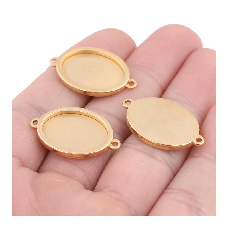 Support Connecteur Doré en Acier Inoxydable pour Cabochon 13x18mm
