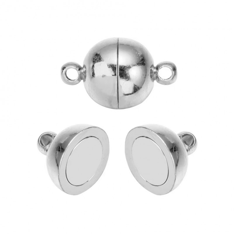 Fermoir Aimanté Magnétique Argenté en Acier Inoxydable 6 ou 8mm