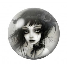 Cabochon en Verre Illustré Femme Gothique 12 à 25mm  pour la Création de Bijoux Fantaisie - DIY