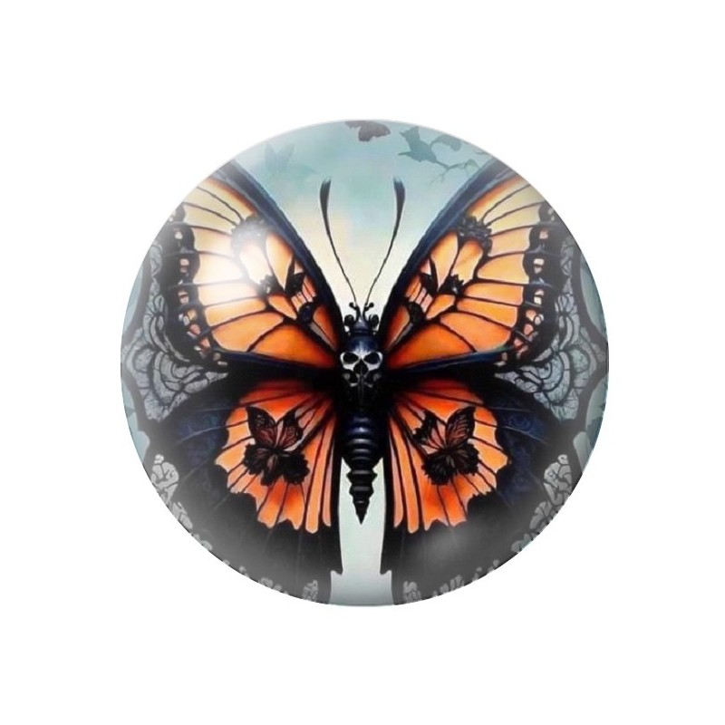Cabochon en Verre Illustré Papillon Gothique 12 à 25mm