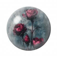 Cabochon en Verre Illustré Fleurs Roses Rouges Gothique 12 à 25mm  pour la Création de Bijoux Fantaisie - DIY