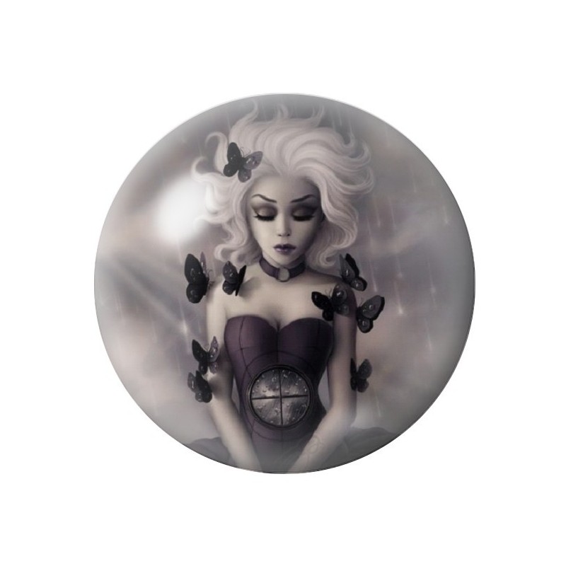 Cabochon en Verre Illustré Femme Gothique 12 à 25mm