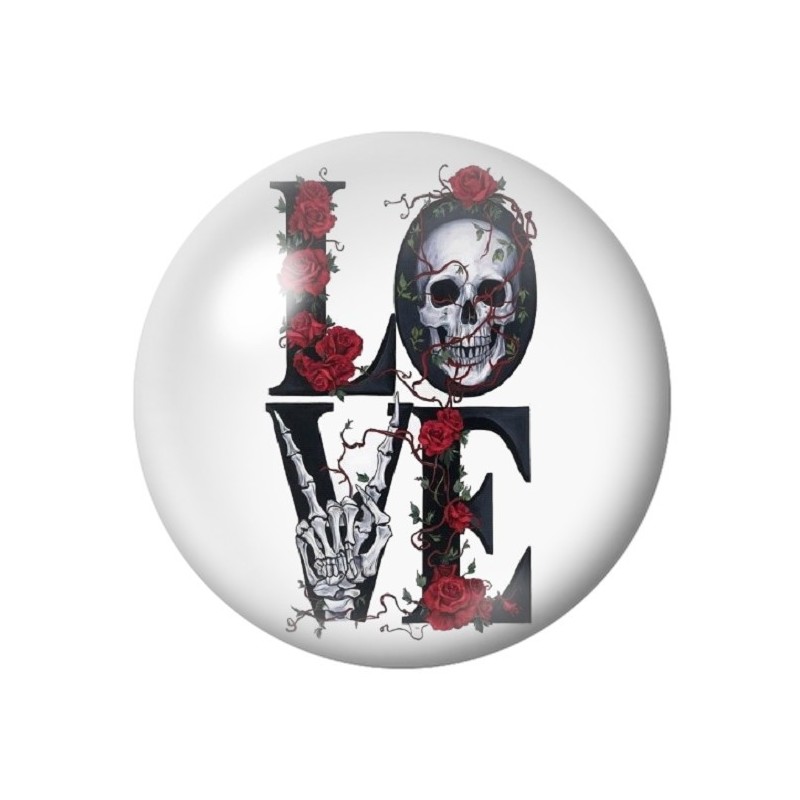 Cabochon en Verre Illustré Love Gothique 12 à 25mm