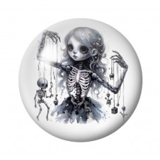 Cabochon en Verre Illustré Marionnette Squelette Gothique 12 à 25mm  pour la Création de Bijoux Fantaisie - DIY