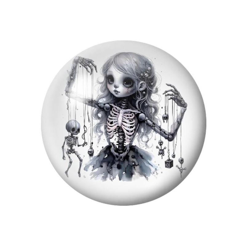 Cabochon en Verre Illustré Marionnette Squelette Gothique 12 à 25mm