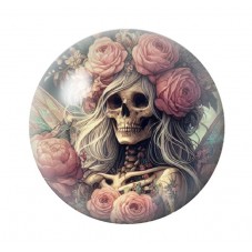 Cabochon en Verre Illustré Femme Squelette Fleurs Gothique 12 à 25mm  pour la Création de Bijoux Fantaisie - DIY