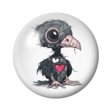 Cabochon en Verre Illustré Corbeau Coeur Gothique 12 à 25mm  pour la Création de Bijoux Fantaisie - DIY