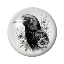 Cabochon en Verre Illustré Corbeau Gothique 12 à 25mm  pour la Création de Bijoux Fantaisie - DIY