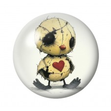 Cabochon en Verre Illustré Poussin Coeur Gothique 12 à 25mm  pour la Création de Bijoux Fantaisie - DIY