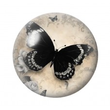 Cabochon en Verre Illustré Papillon Noir Gothique 12 à 25mm  pour la Création de Bijoux Fantaisie - DIY