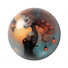 Cabochon en Verre Illustré Femme Squelette Gothique 12 à 25mm  pour la Création de Bijoux Fantaisie - DIY